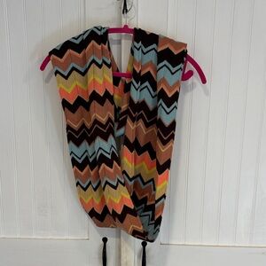 Chevron Patterned infinity Scarf. Very retro 60s and 70s. Fun piece.